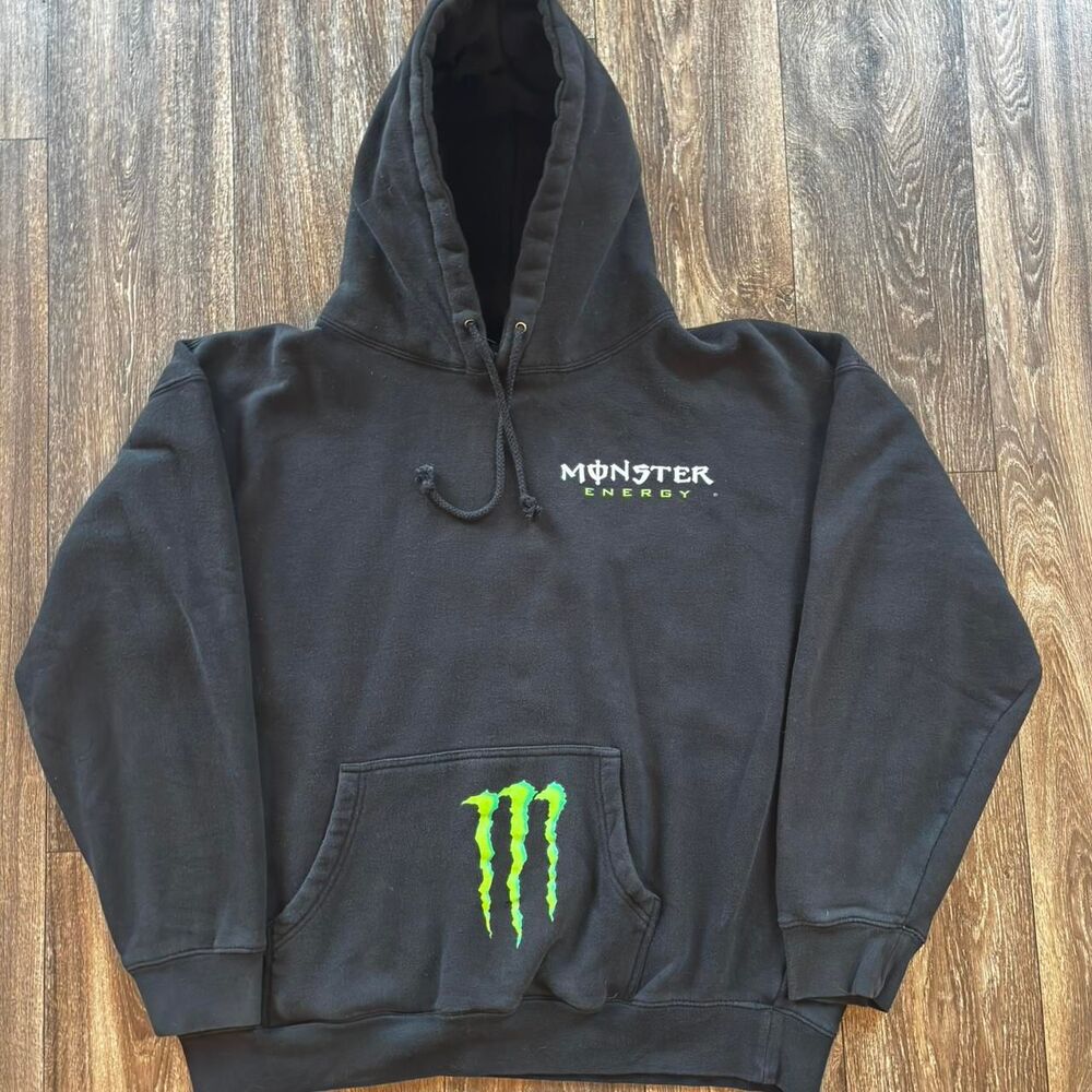 Monster Men's Black and Green Hoodie